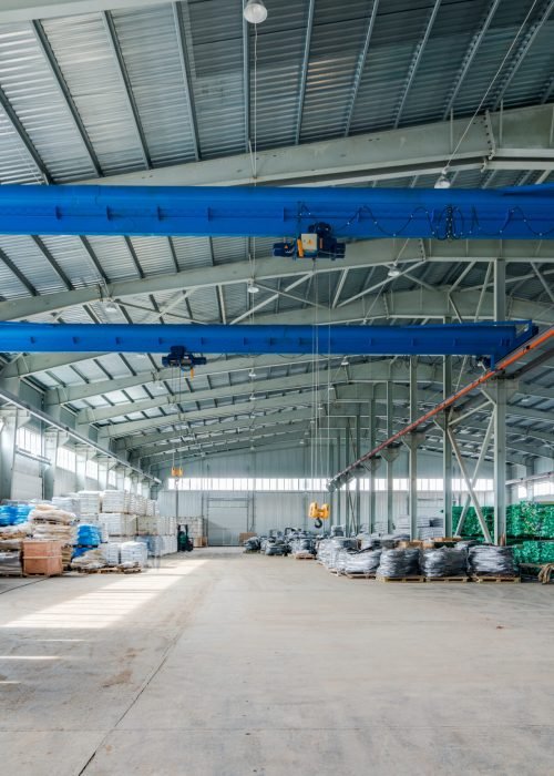 Interior of new large and modern warehouse space with nobody around
